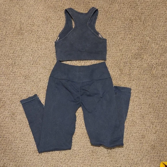 Bombshell Sportswear Denim Blue Activewear Set - Picture 2 of 3